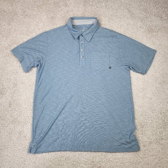 Free Fly Pullover Mens Size Large Bamboo Viscose Polo Blue Grey Fishing USA Golf